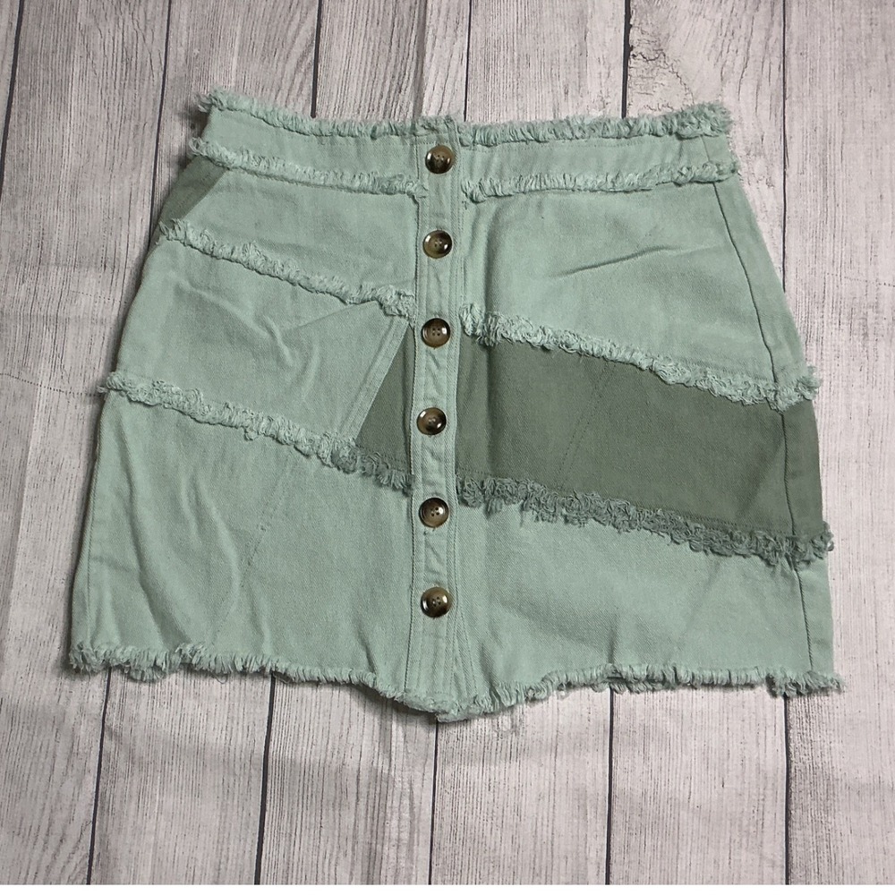 Very J Distressed‎ Patchwork Denim Mini Skirt Women Large GUC